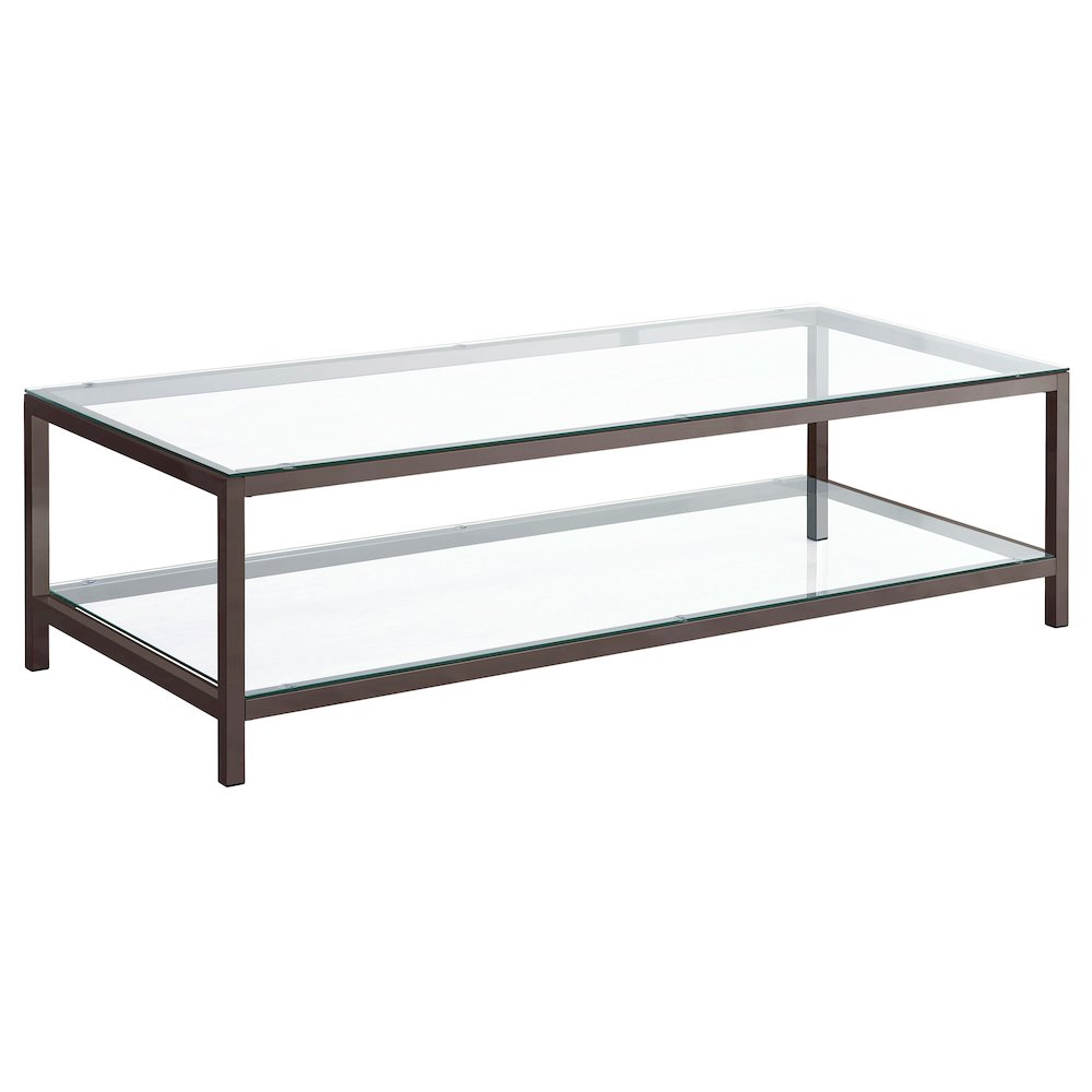Trini 1-shelf Glass Top Coffee Table Black Nickel. Picture 1