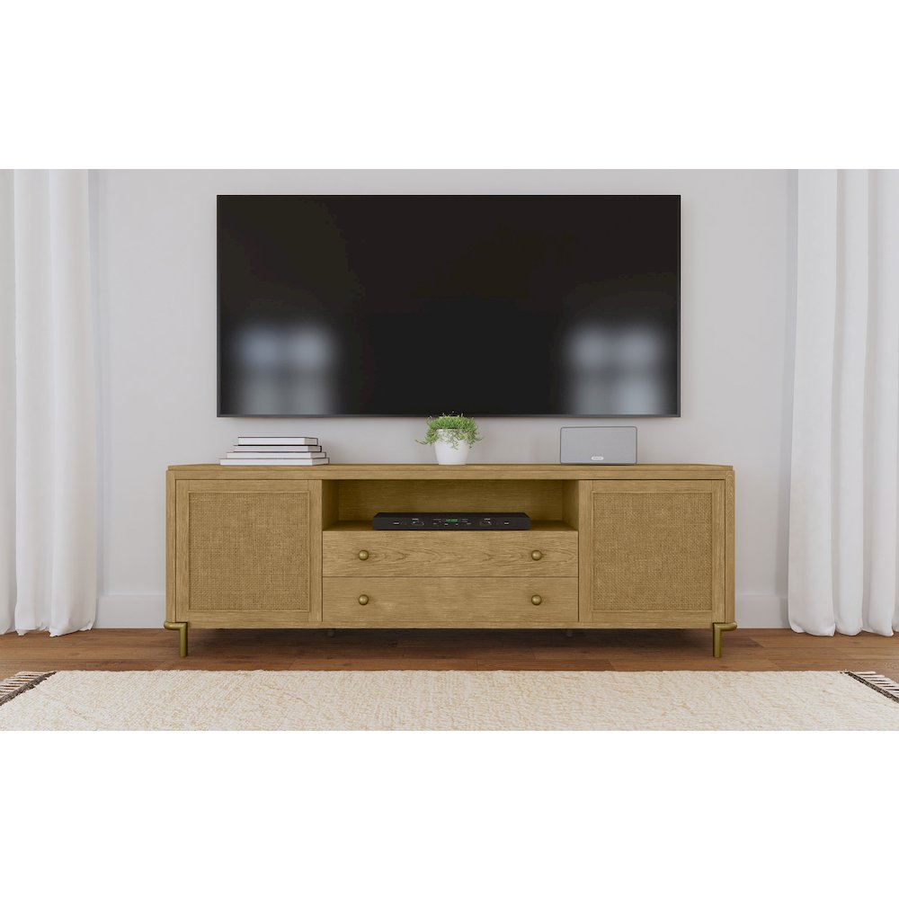 Arini Rattan Cane 2-door TV Stand Media Console Sand Wash. Picture 2