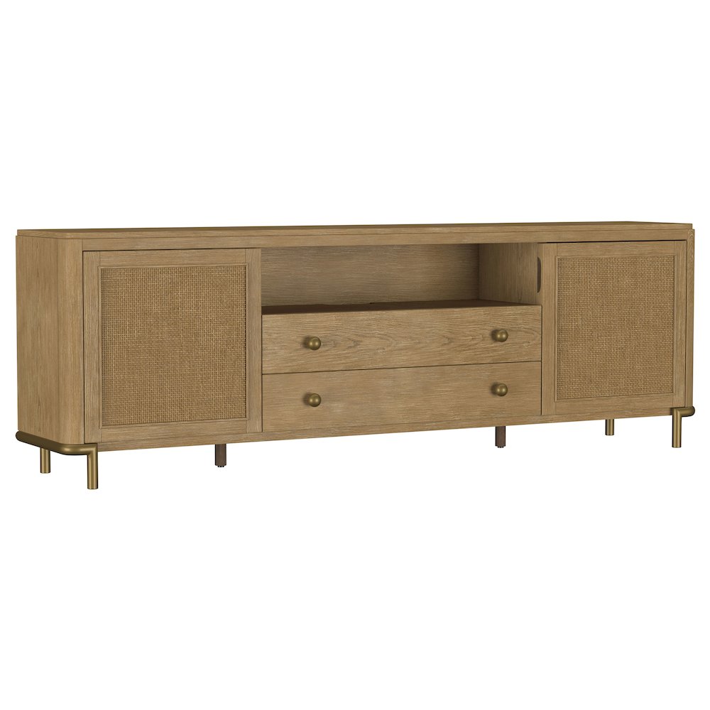 Arini Rattan Cane 2-door TV Stand Media Console Sand Wash. Picture 1