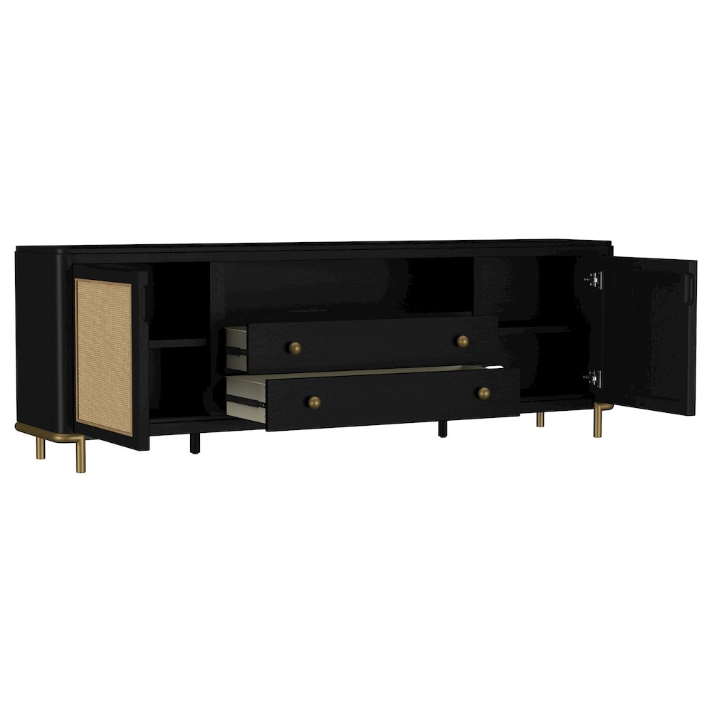 Arini Rattan Cane 2-door TV Stand Media Console Black. Picture 4