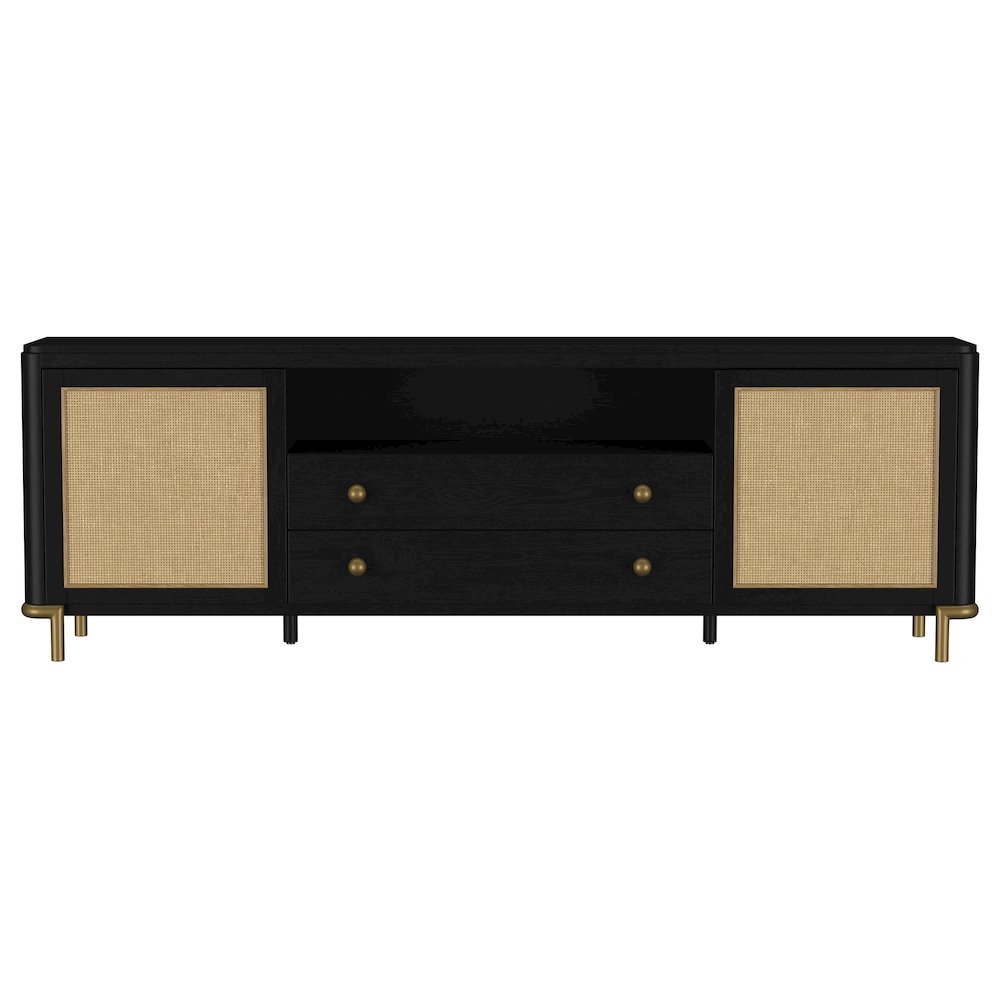 Arini Rattan Cane 2-door TV Stand Media Console Black. Picture 5