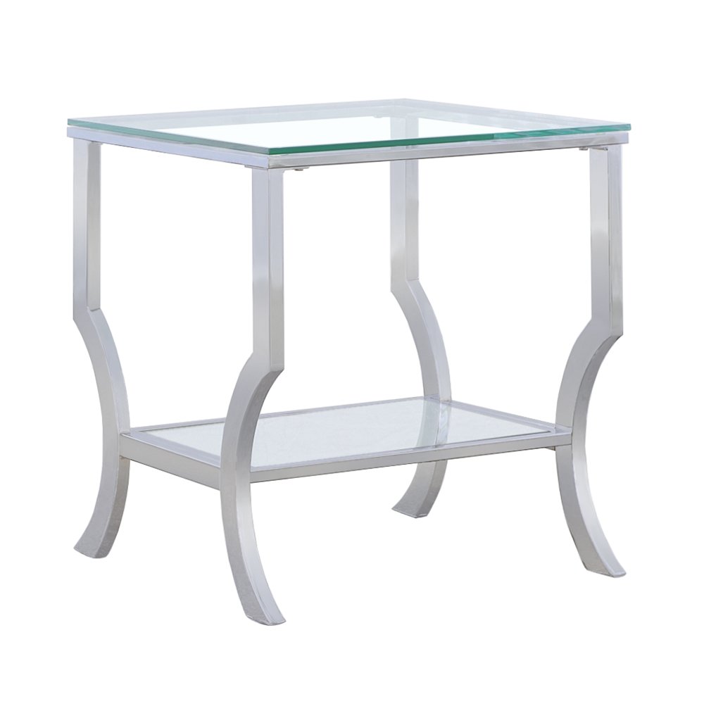 Saide Square Glass Top Side End Table Chrome. Picture 1
