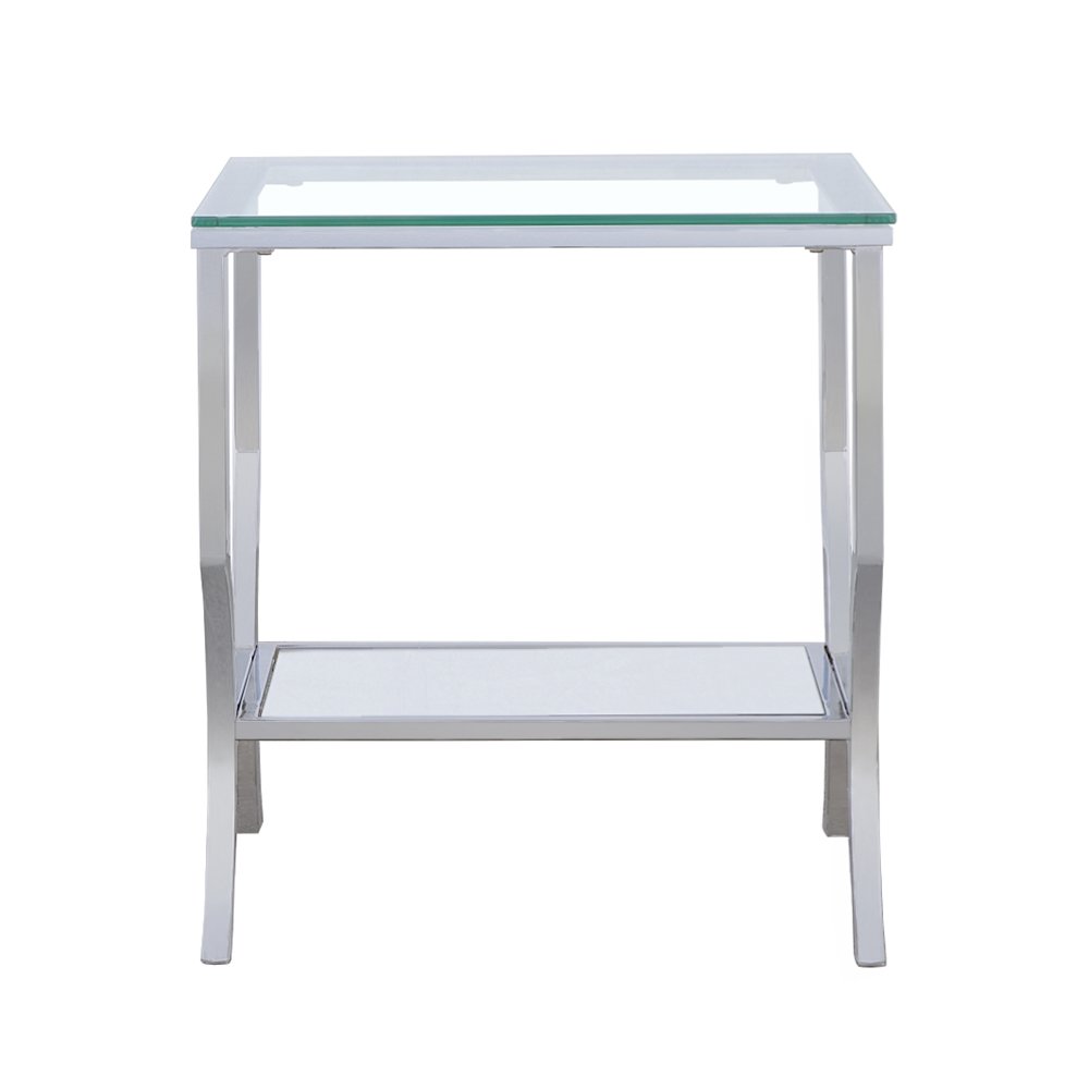 Saide Square Glass Top Side End Table Chrome. Picture 3