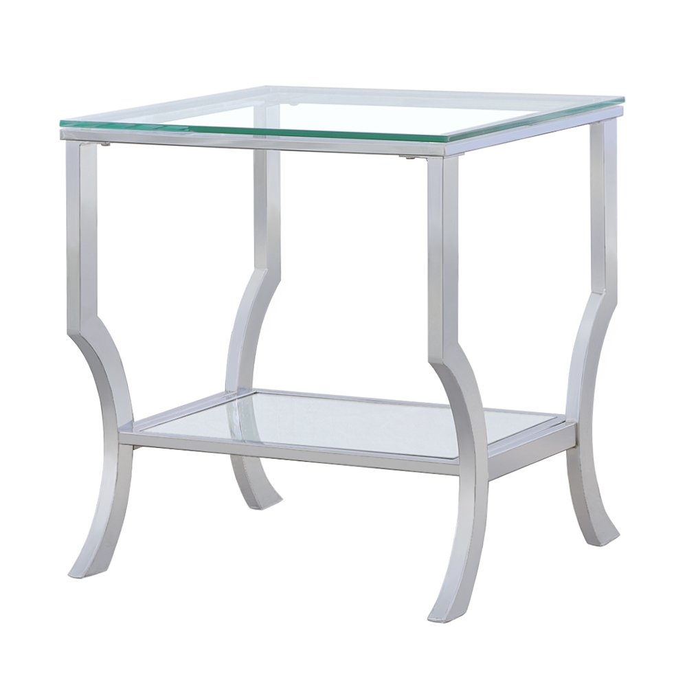 Saide Square Glass Top Side End Table Chrome. Picture 4
