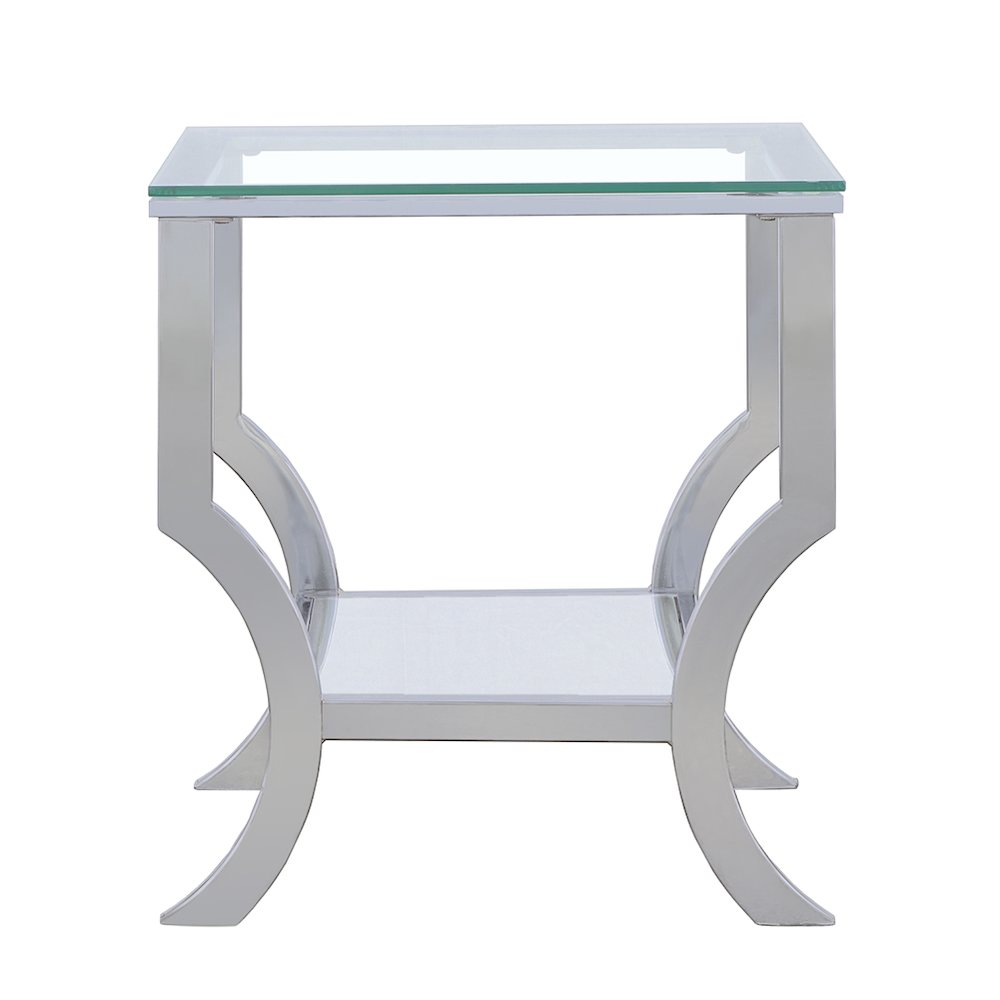 Saide Square Glass Top Side End Table Chrome. Picture 5