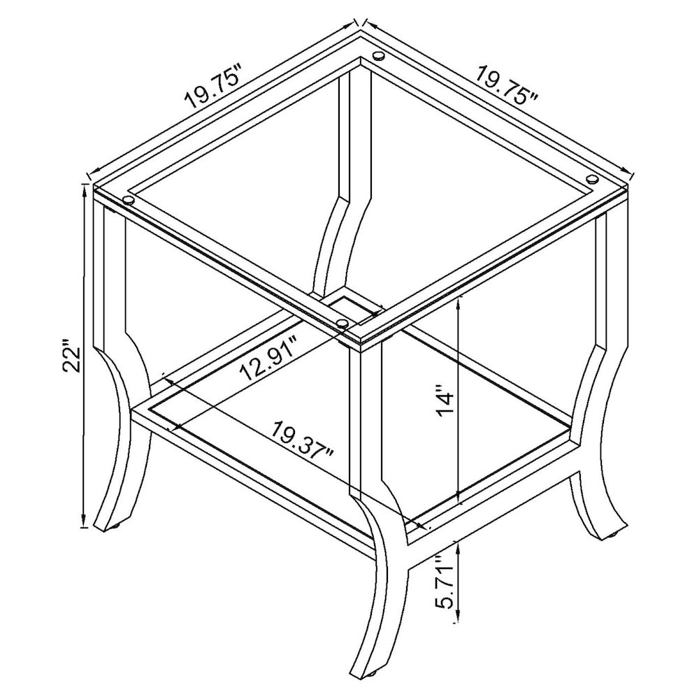 Saide Square Glass Top Side End Table Chrome. Picture 9