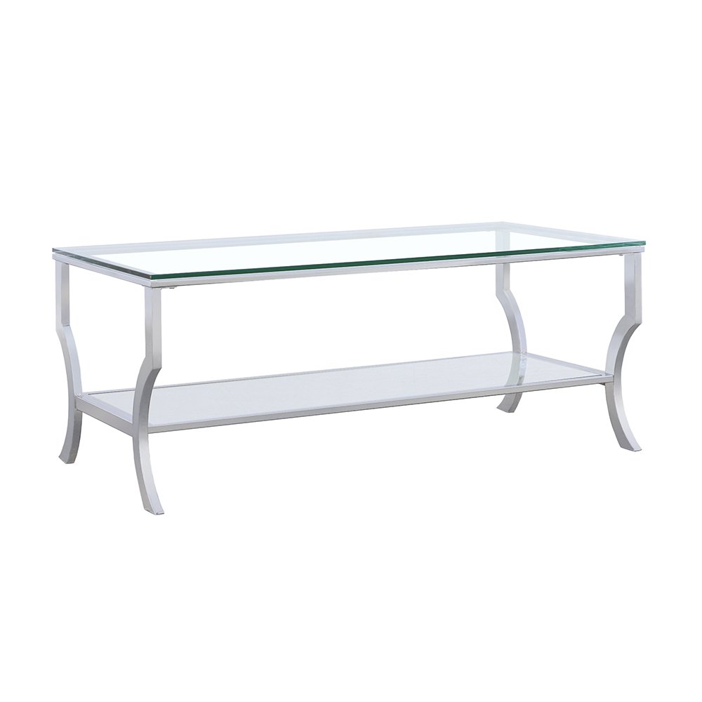 Saide Rectangular Glass Top Coffee Table Chrome. Picture 1