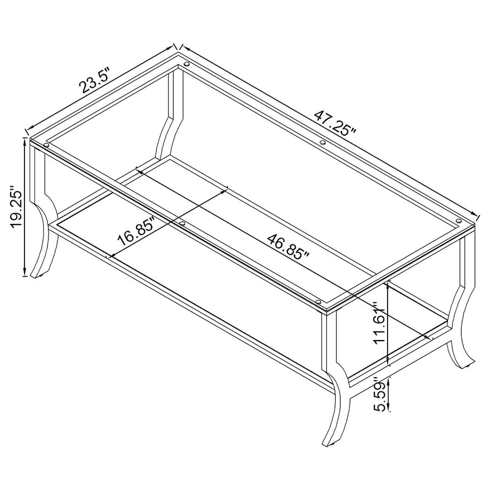 Saide Rectangular Glass Top Coffee Table Chrome. Picture 9