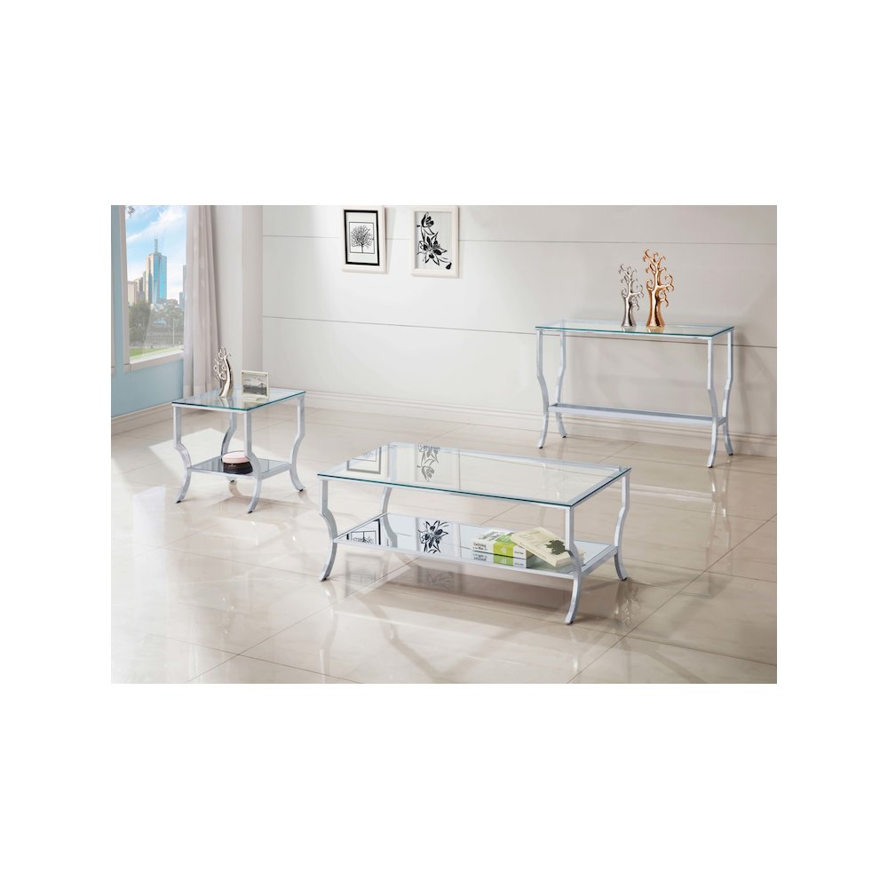 Saide Rectangular Glass Top Coffee Table Chrome. Picture 8