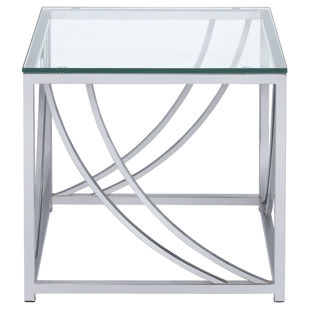 Lille Square Glass Top Side End Table Chrome. Picture 3