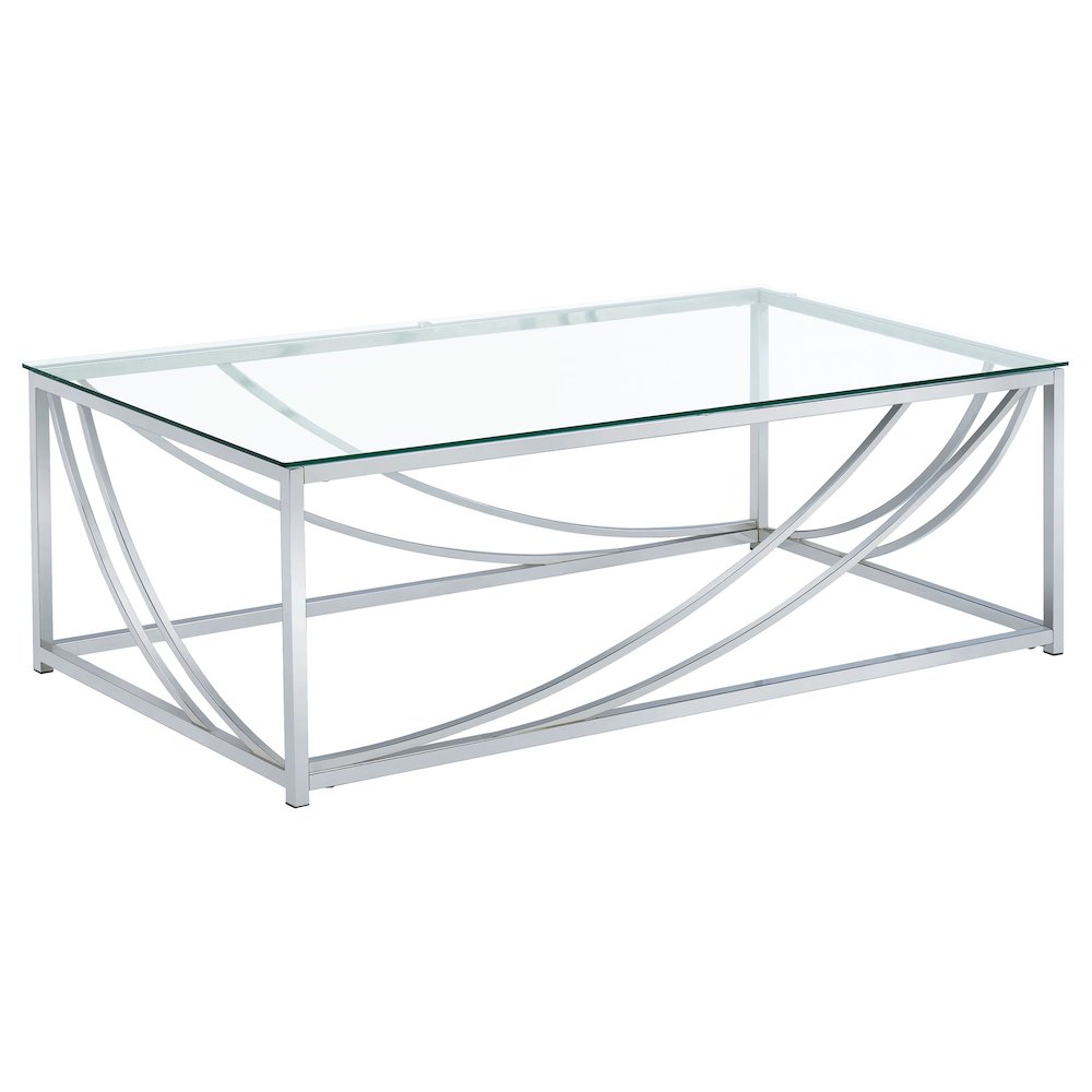 Lille Rectangular Glass Top Coffee Table Chrome. Picture 1