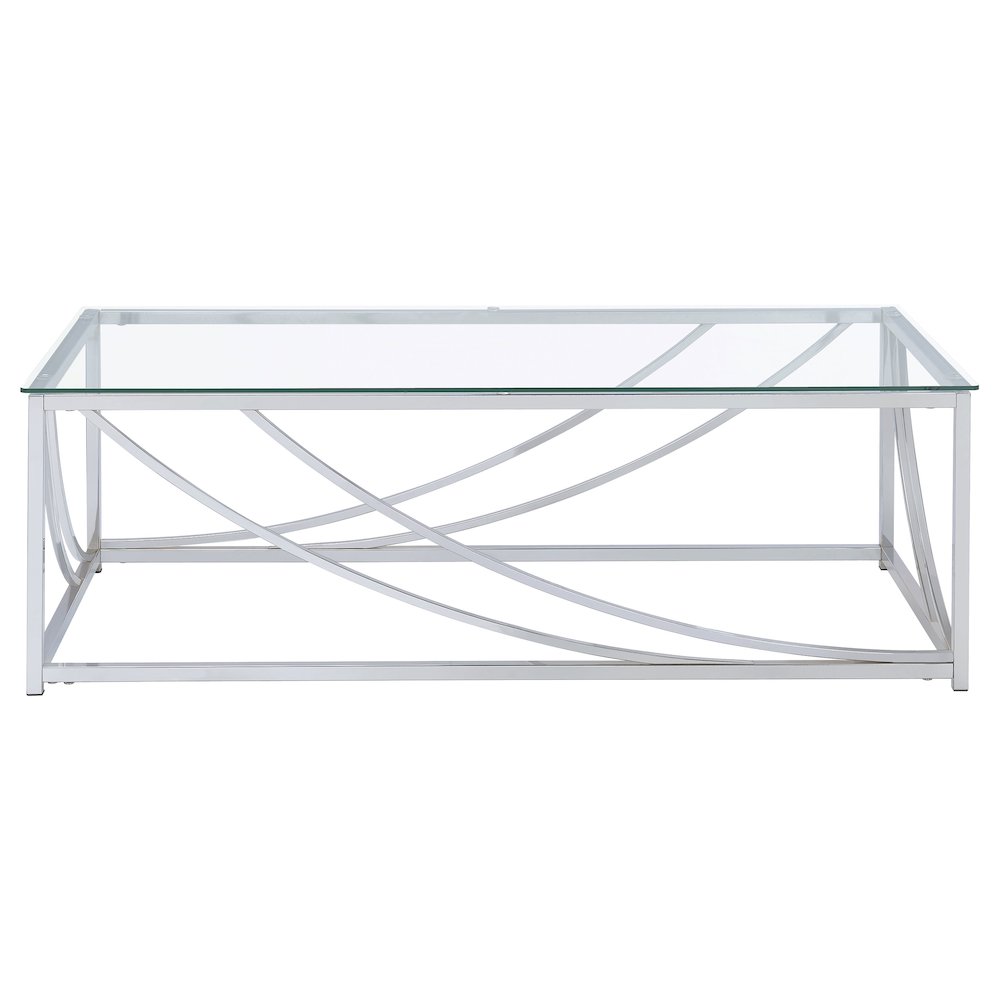 Lille Rectangular Glass Top Coffee Table Chrome. Picture 3