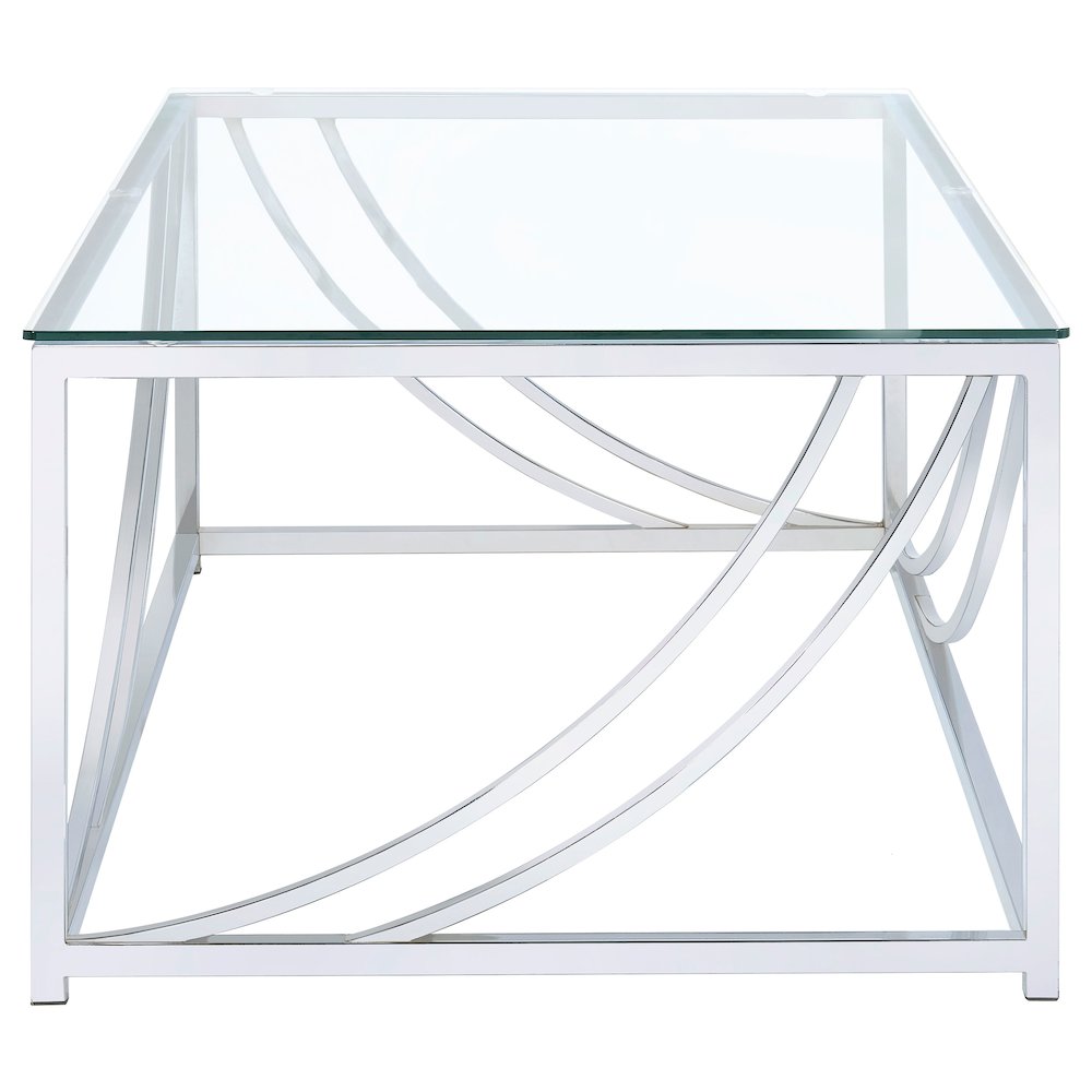 Lille Rectangular Glass Top Coffee Table Chrome. Picture 4