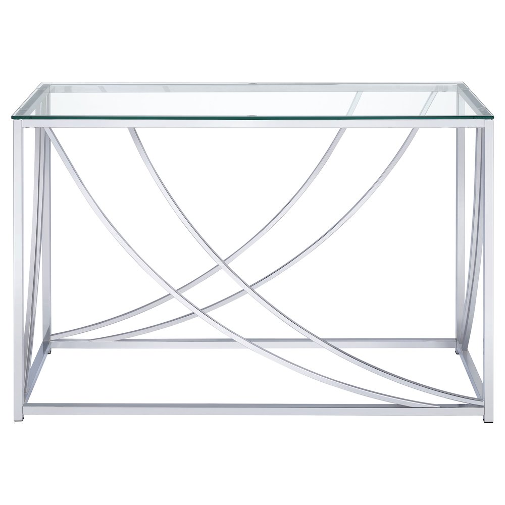 Lille Glass Top Entryway Sofa Console Table Accents Chrome. Picture 3