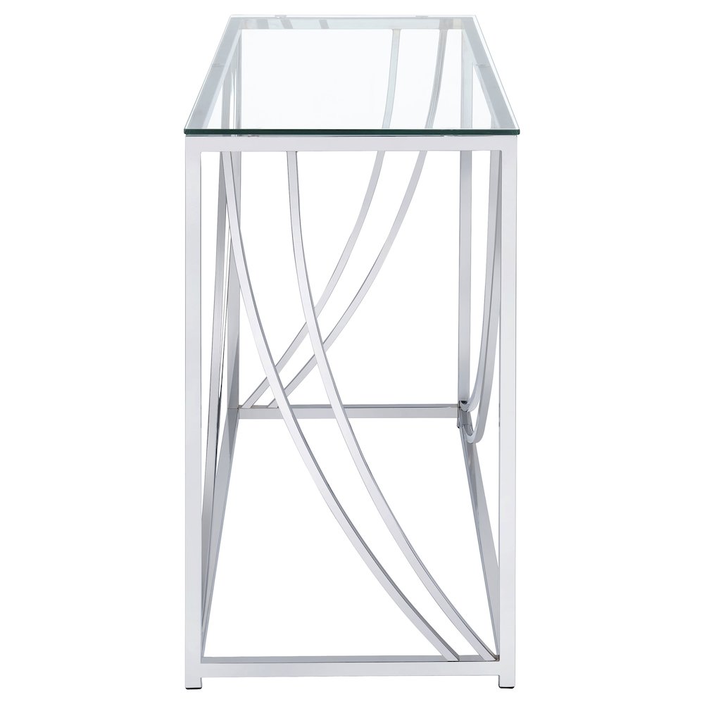 Lille Glass Top Entryway Sofa Console Table Accents Chrome. Picture 4