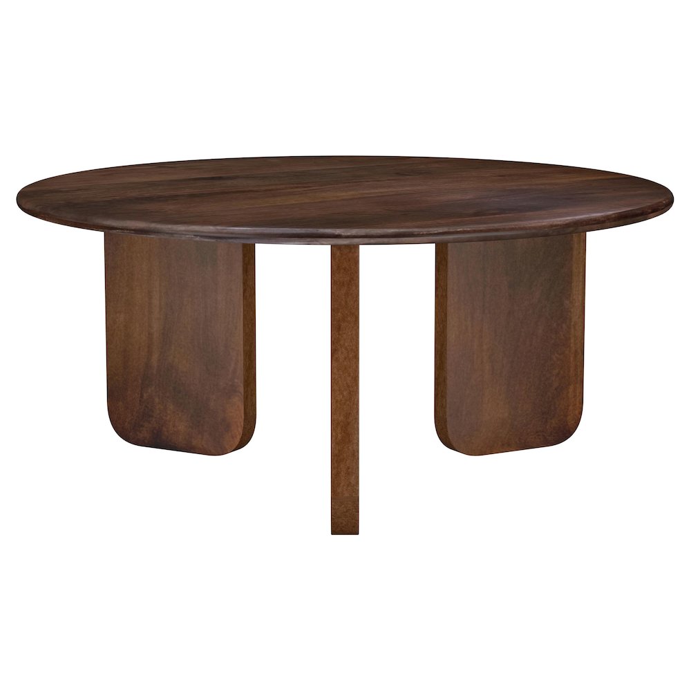 Dale Round Solid Mango Wood Coffee Table Brown. Picture 3