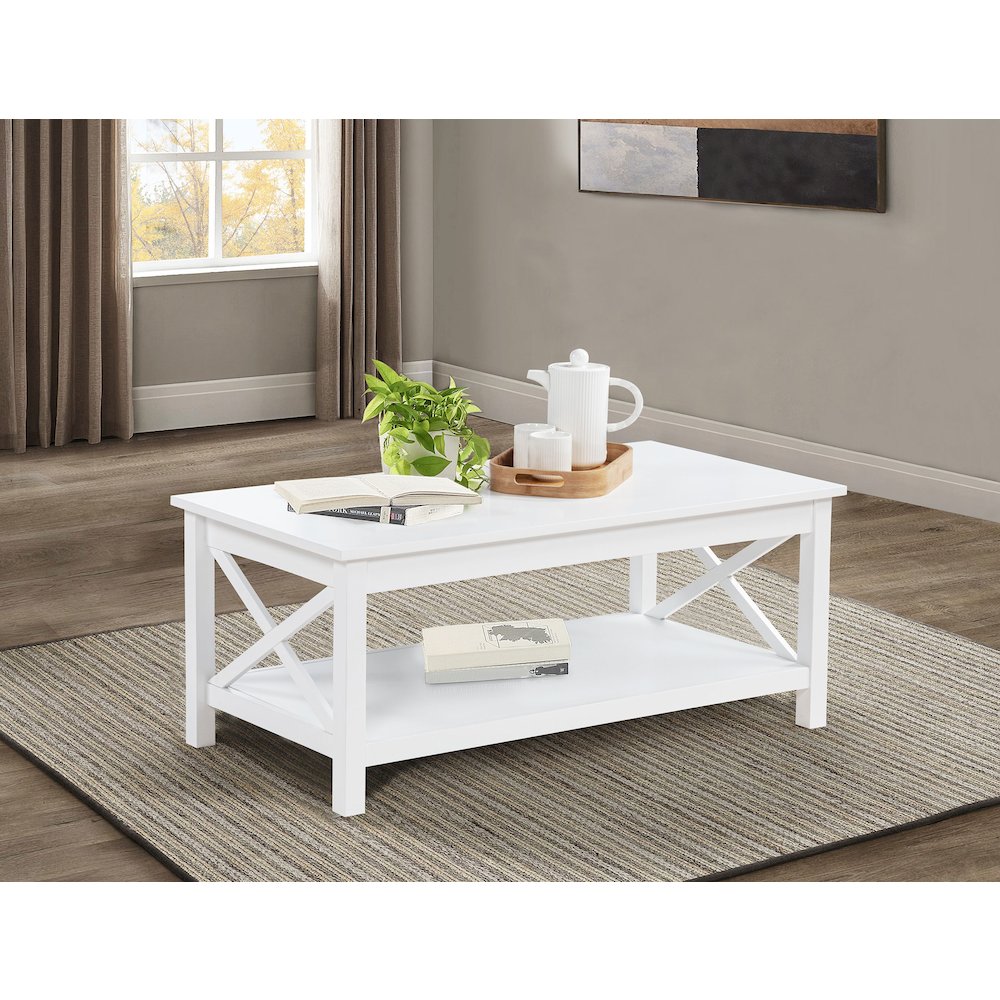 Skyview 44-inch Rectangular Lift Top Coffee Table White. Picture 2