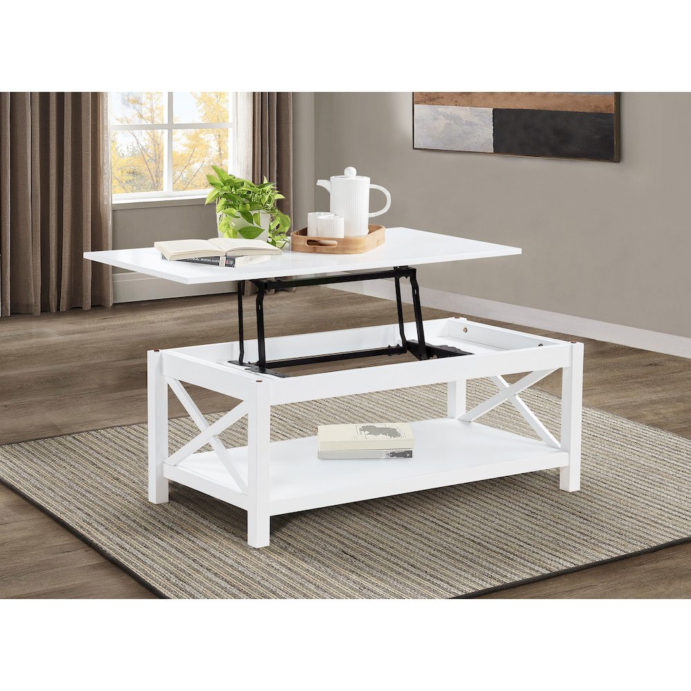 Skyview 44-inch Rectangular Lift Top Coffee Table White. Picture 3