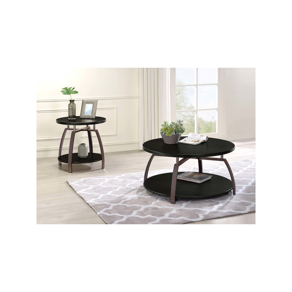 Dacre Round Engineered Wood Top Side End Table Dark Grey. Picture 5