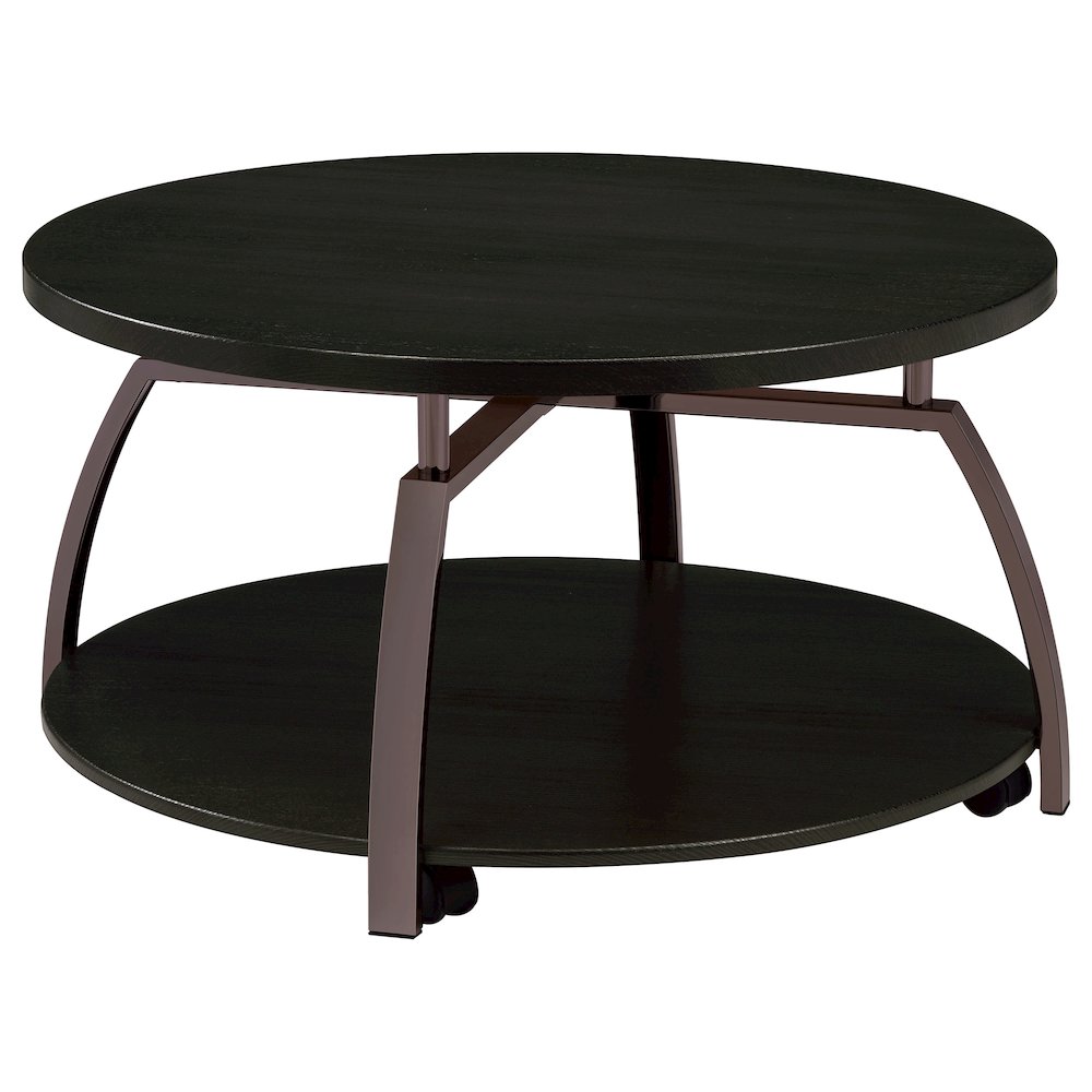 Dacre Round Engineered Wood Top Coffee Table Dark Grey. Picture 1