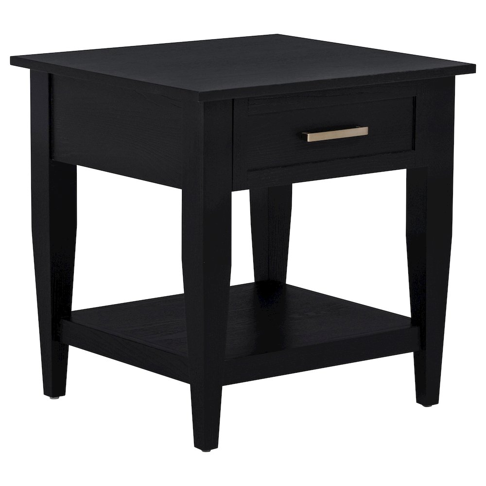 Lindenton 1-drawer Wood Occasional Side End Table Black. Picture 1