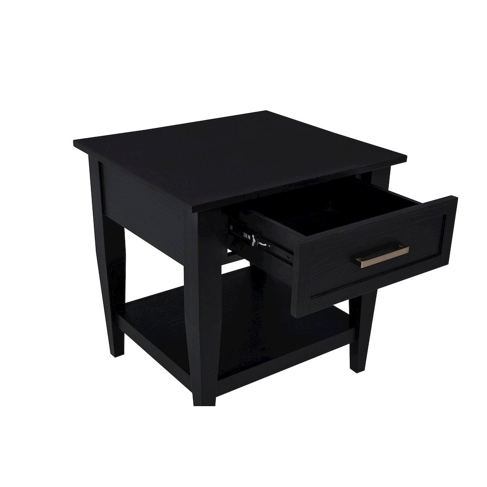 Lindenton 1-drawer Wood Occasional Side End Table Black. Picture 2