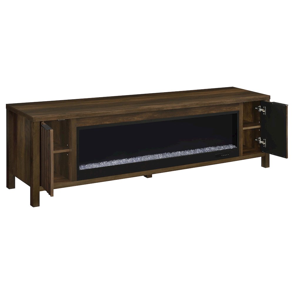 Carey 79-inch TV Stand Fireplace Media Console Dark Pine. Picture 3