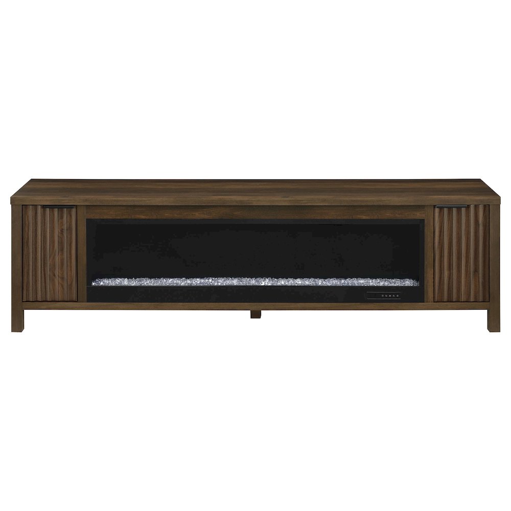 Carey 79-inch TV Stand Fireplace Media Console Dark Pine. Picture 4