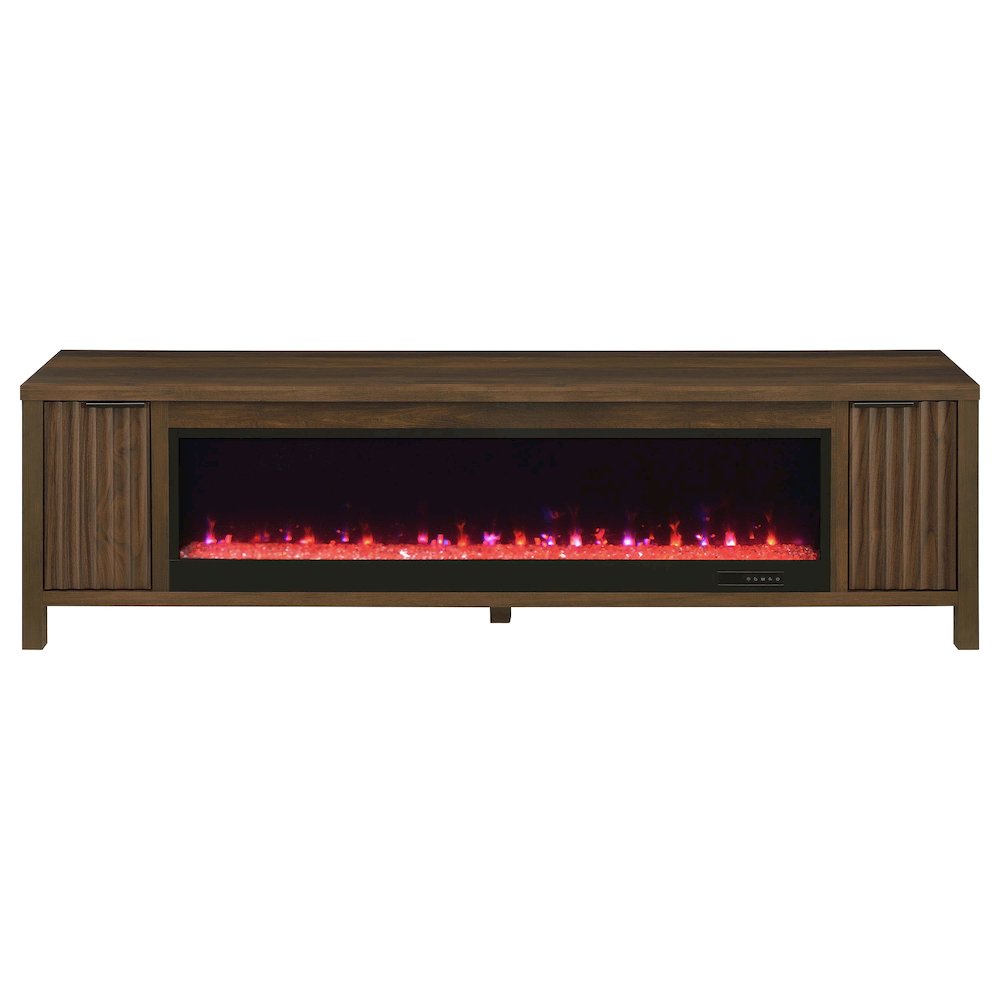 Carey 79-inch TV Stand Fireplace Media Console Dark Pine. Picture 5