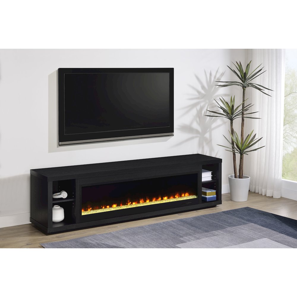 Deiter 79-inch TV Stand Fireplace Media Console Black. Picture 2