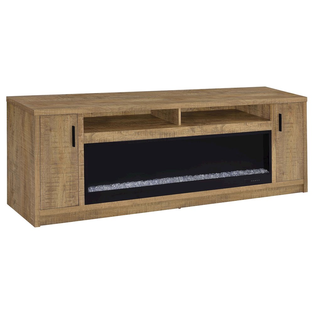 Eddy 79-inch 2-door TV Stand Fireplace Media Console Mango. Picture 1