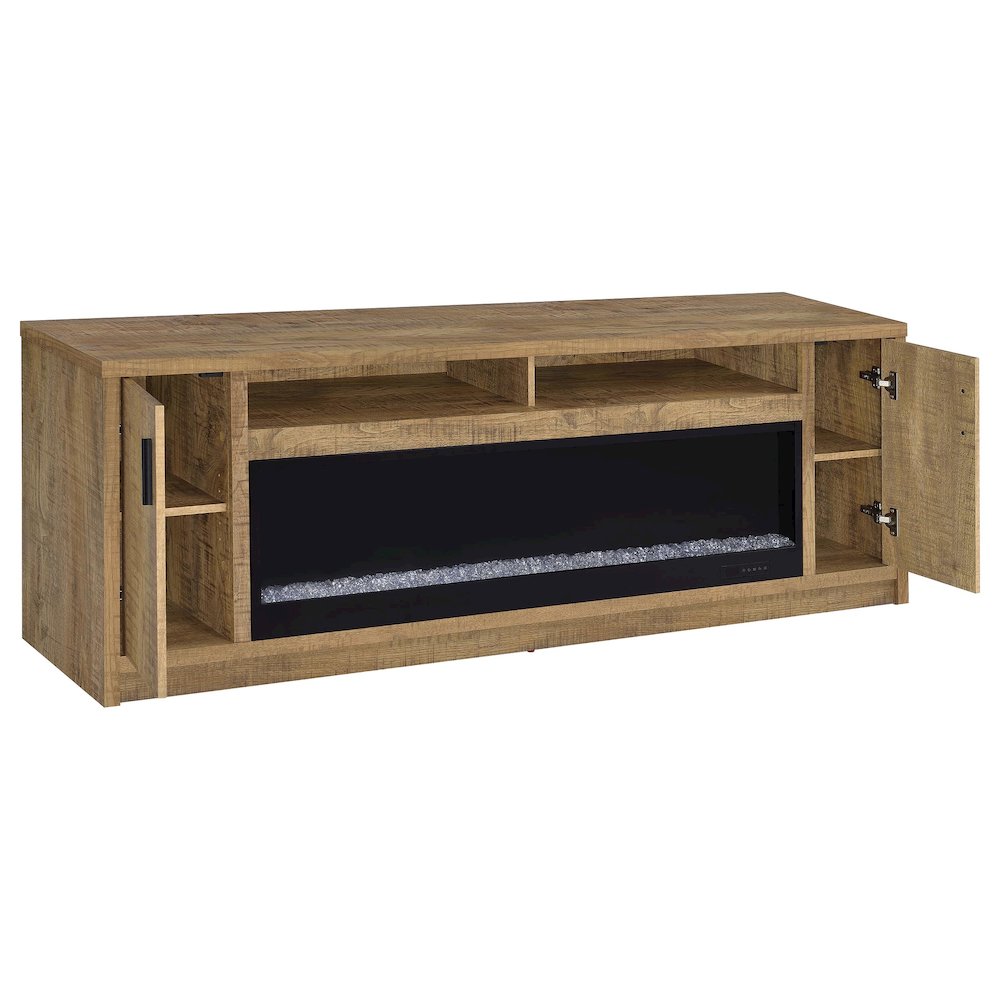 Eddy 79-inch 2-door TV Stand Fireplace Media Console Mango. Picture 3