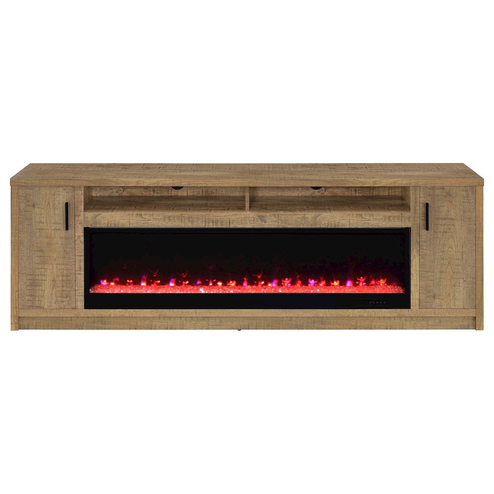 Eddy 79-inch 2-door TV Stand Fireplace Media Console Mango. Picture 5