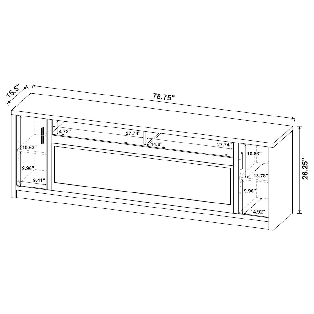 Eddy 79-inch 2-door TV Stand Fireplace Media Console Mango. Picture 15
