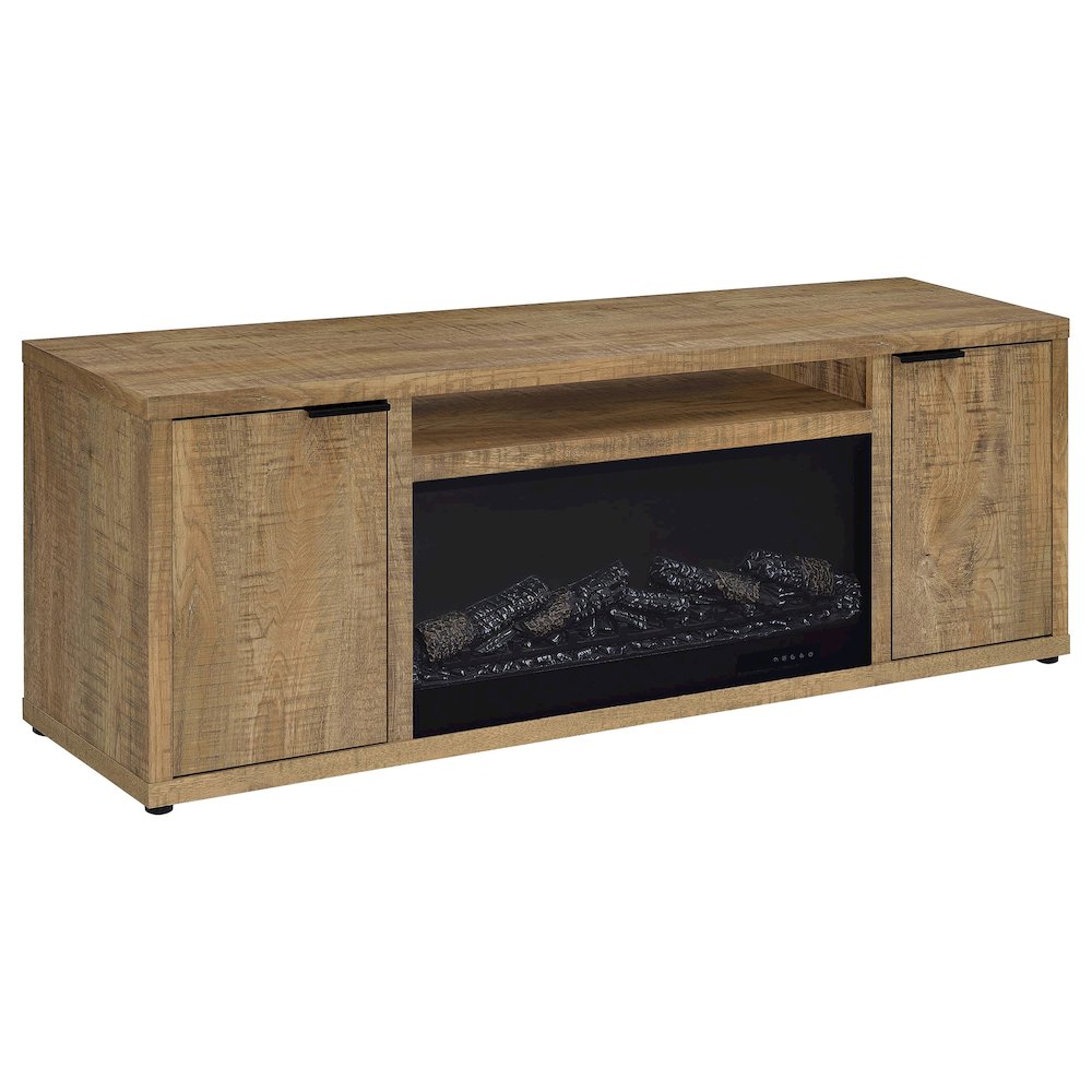 Fuller 60-inch 2-door TV Stand Fireplace Media Console Mango. Picture 1