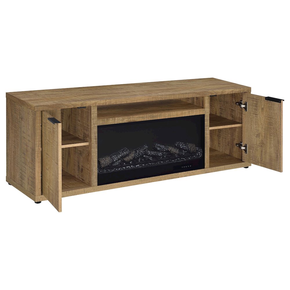 Fuller 60-inch 2-door TV Stand Fireplace Media Console Mango. Picture 3