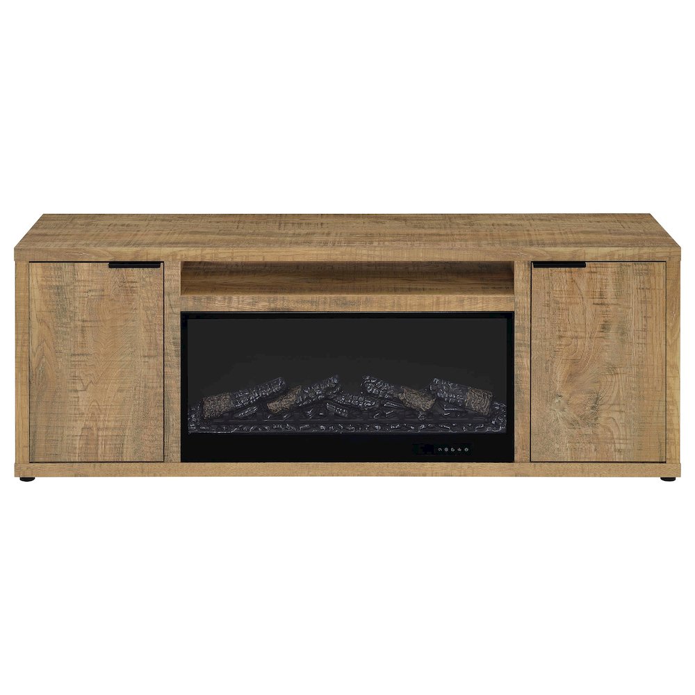 Fuller 60-inch 2-door TV Stand Fireplace Media Console Mango. Picture 4