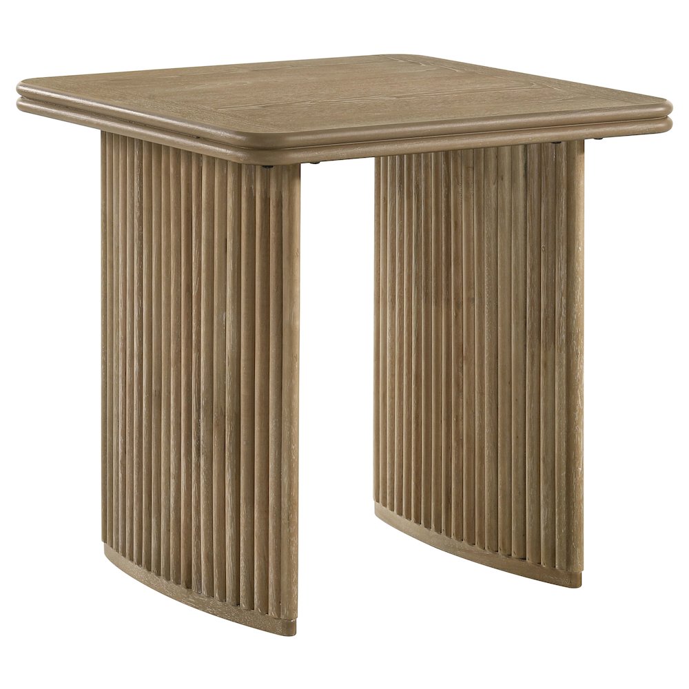 Adina Square Wood Side End Table Distressed Light Brown. Picture 1