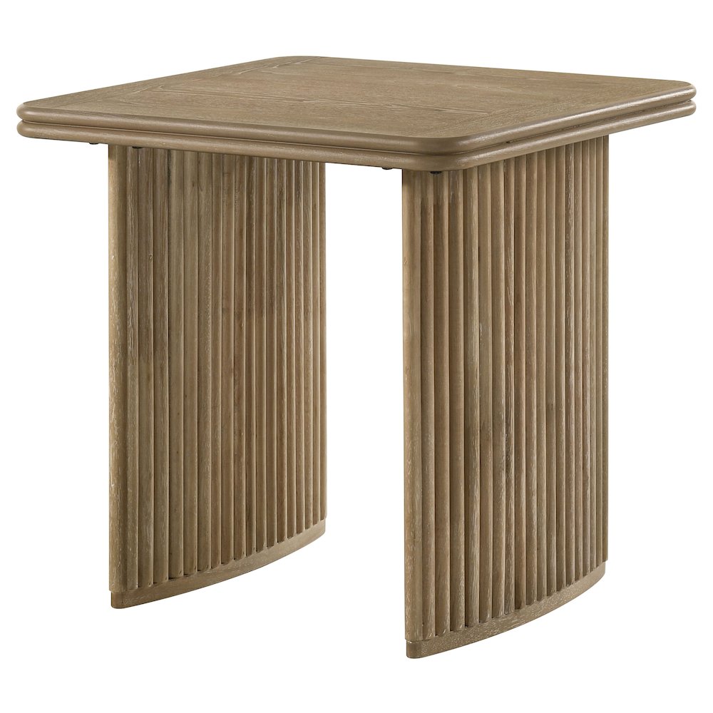 Adina Square Wood Side End Table Distressed Light Brown. Picture 3
