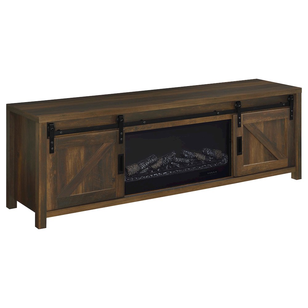 Enfield 71-inch TV Stand Fireplace Media Console Dark Pine. Picture 1