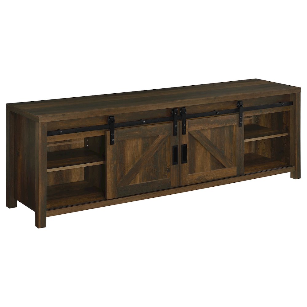 Enfield 71-inch TV Stand Fireplace Media Console Dark Pine. Picture 3