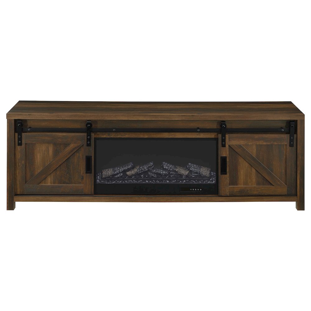 Enfield 71-inch TV Stand Fireplace Media Console Dark Pine. Picture 4
