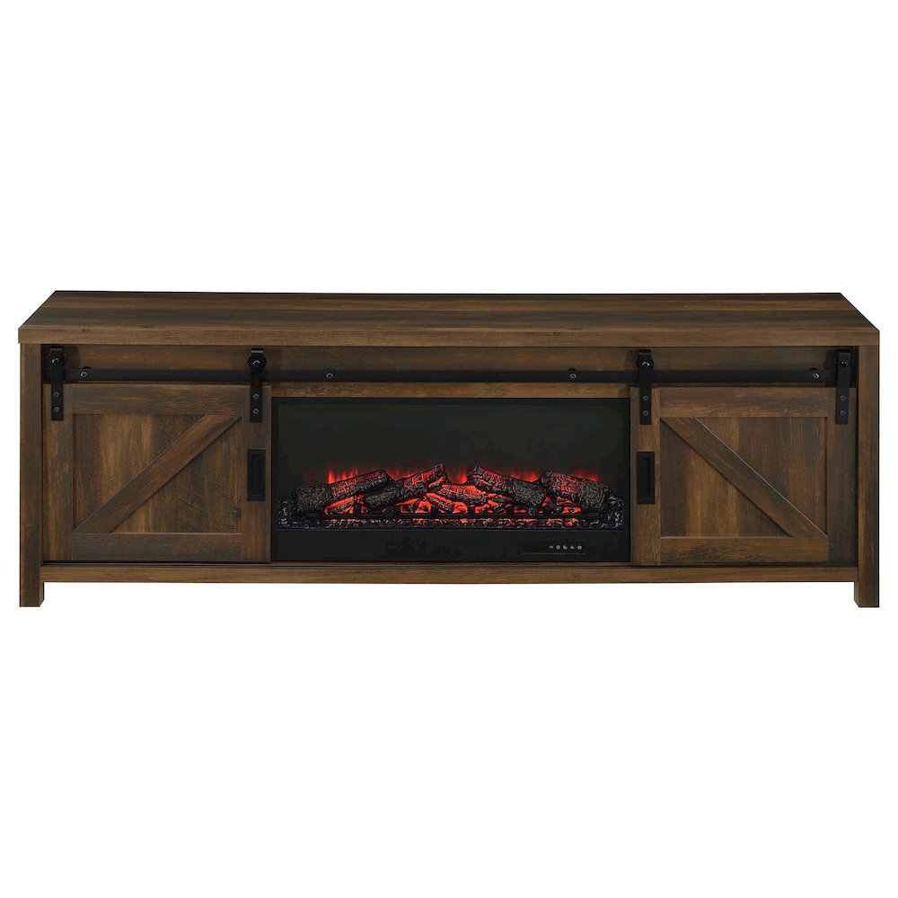 Enfield 71-inch TV Stand Fireplace Media Console Dark Pine. Picture 5