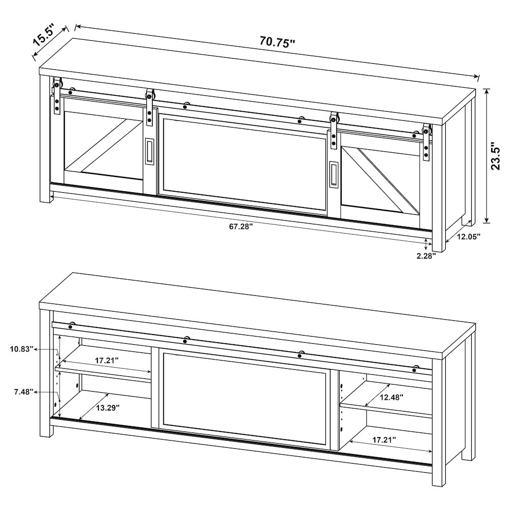 Enfield 71-inch TV Stand Fireplace Media Console Dark Pine. Picture 15