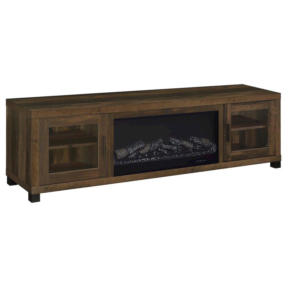 Havering 71-inch TV Stand Fireplace Media Console Dark Pine. Picture 1