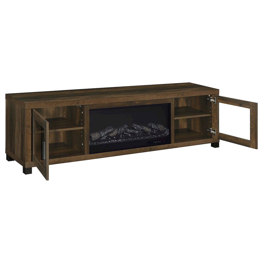 Havering 71-inch TV Stand Fireplace Media Console Dark Pine. Picture 3