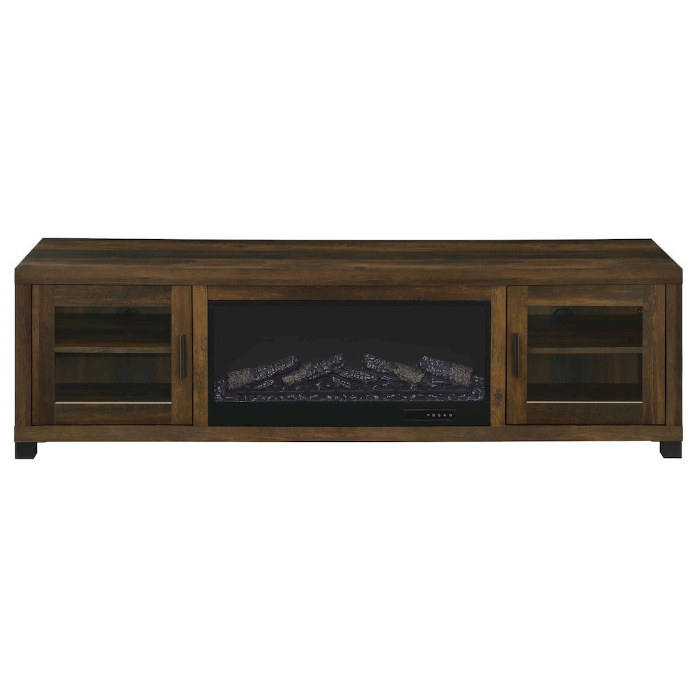 Havering 71-inch TV Stand Fireplace Media Console Dark Pine. Picture 4