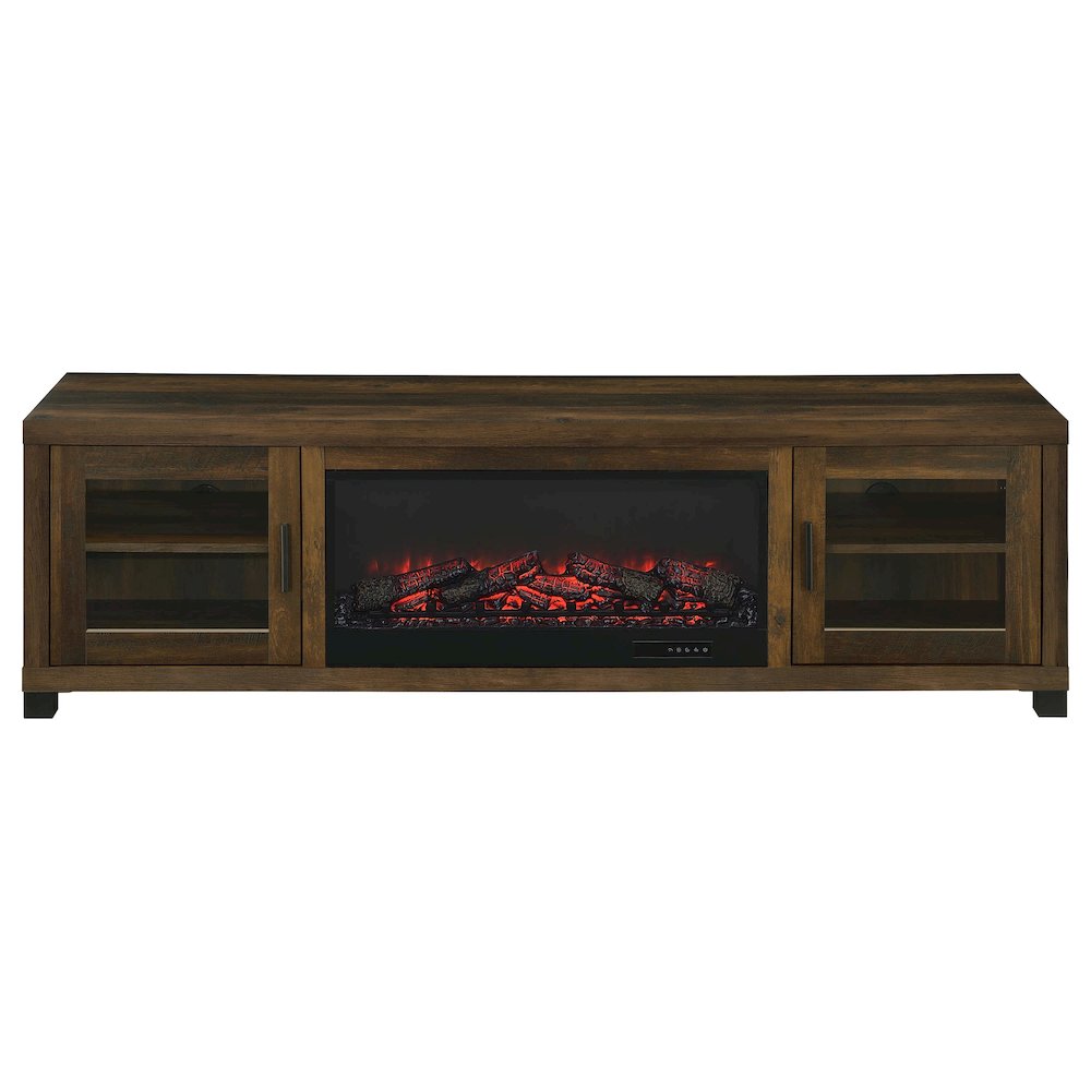 Havering 71-inch TV Stand Fireplace Media Console Dark Pine. Picture 5