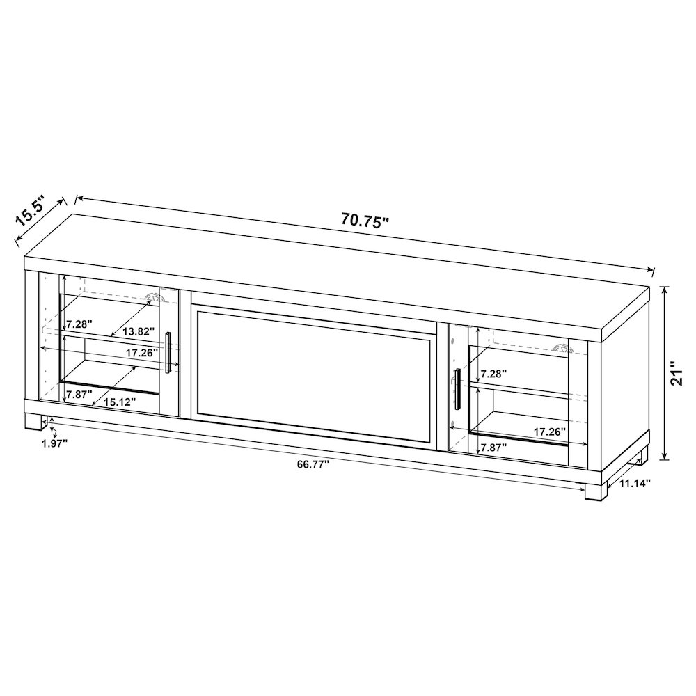 Havering 71-inch TV Stand Fireplace Media Console Dark Pine. Picture 15