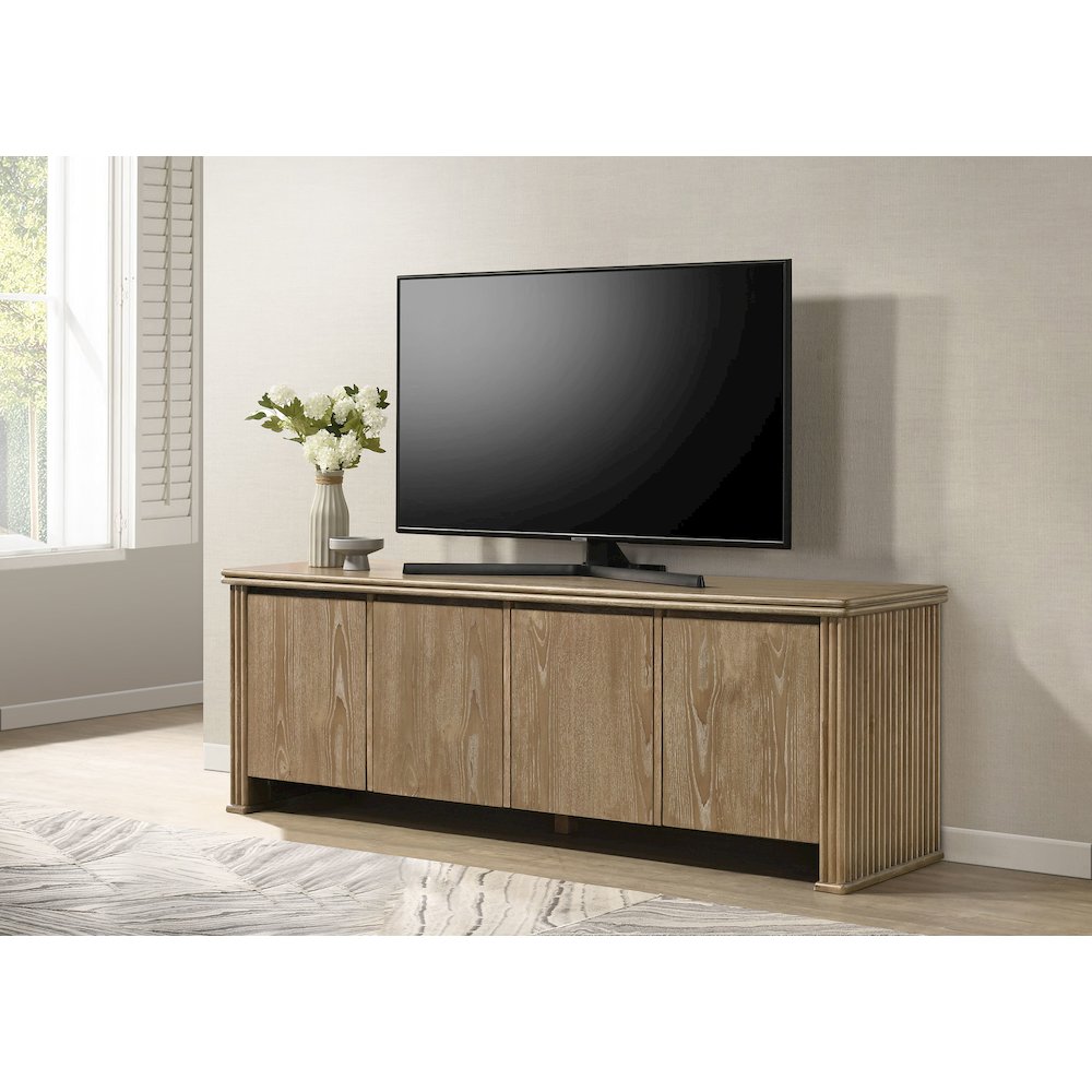 Adina 70-inch TV Stand Media Console Distressed Light Brown. Picture 2